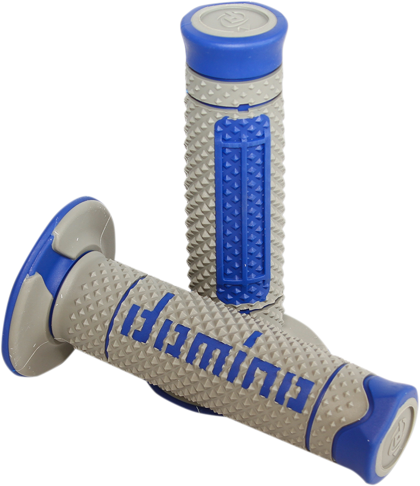 DOMINO Diamante Dual-Compound Motorcycle Grips Gray/Blue A26041C4852A7-0