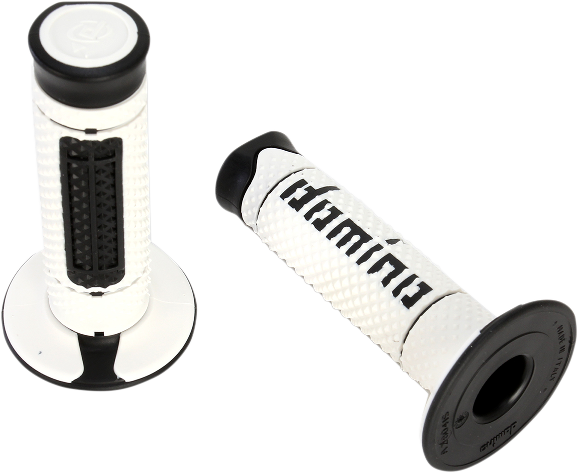 DOMINO Diamante Dual-Compound Motorcycle Grips, White/Black, A26041C4046A7-0