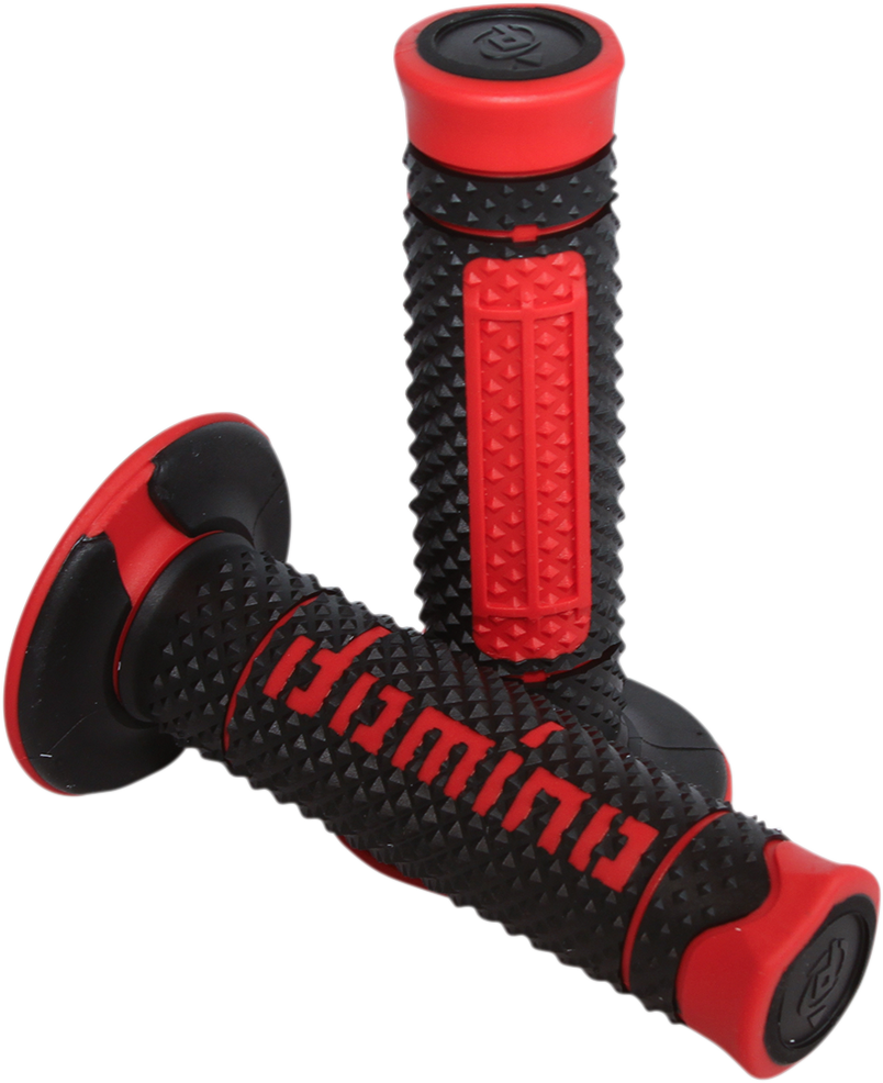 DOMINO Diamante Dual-Compound Motorcycle Grips, Black/Red, A26041C4240A7-0
