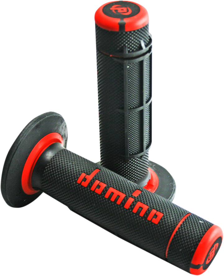 DOMINO Dually Half-Waffle Grips, Black/Red, Part Number A02041C4240A7-1