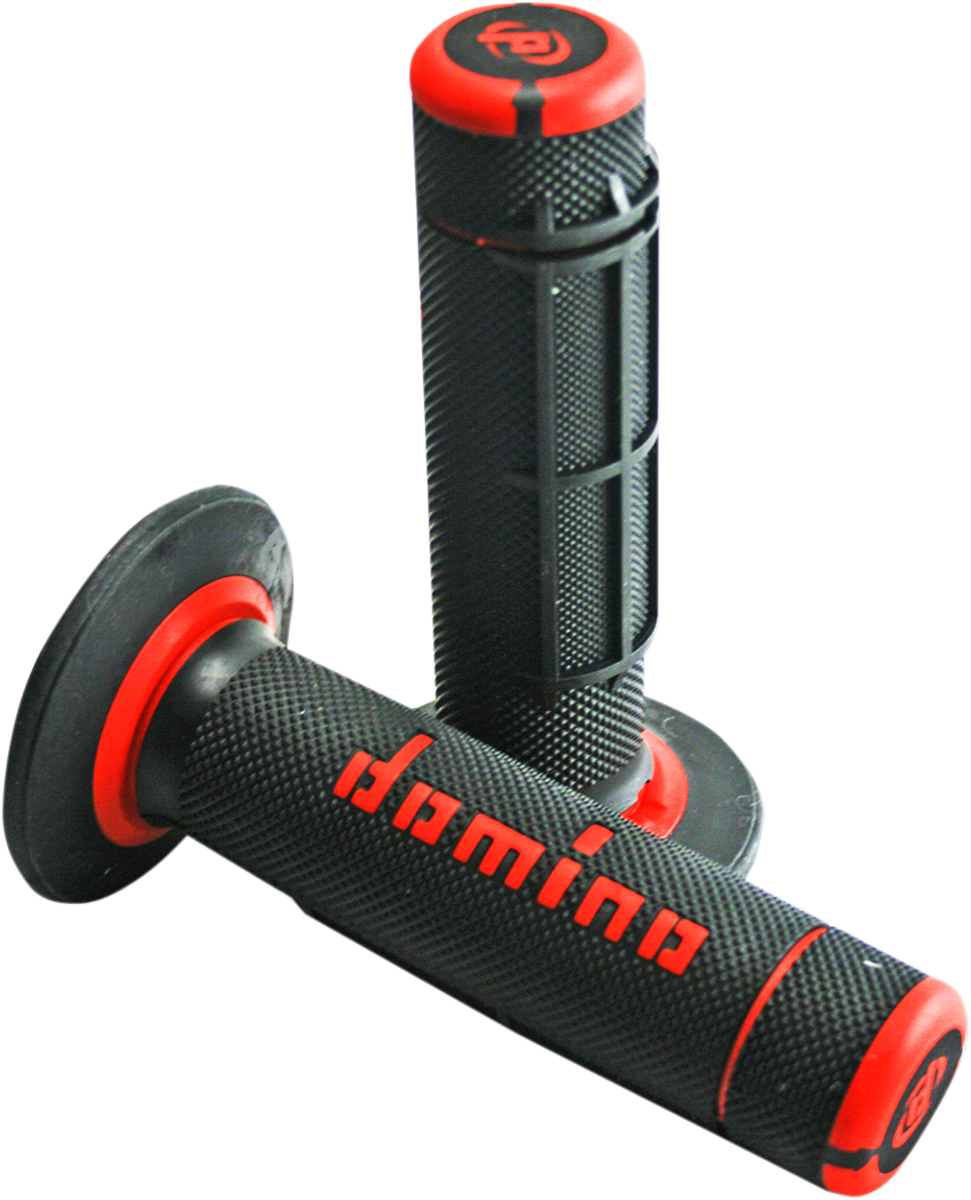 DOMINO Dually Half-Waffle Grips, Black/Red, Part Number A02041C4240A7-1
