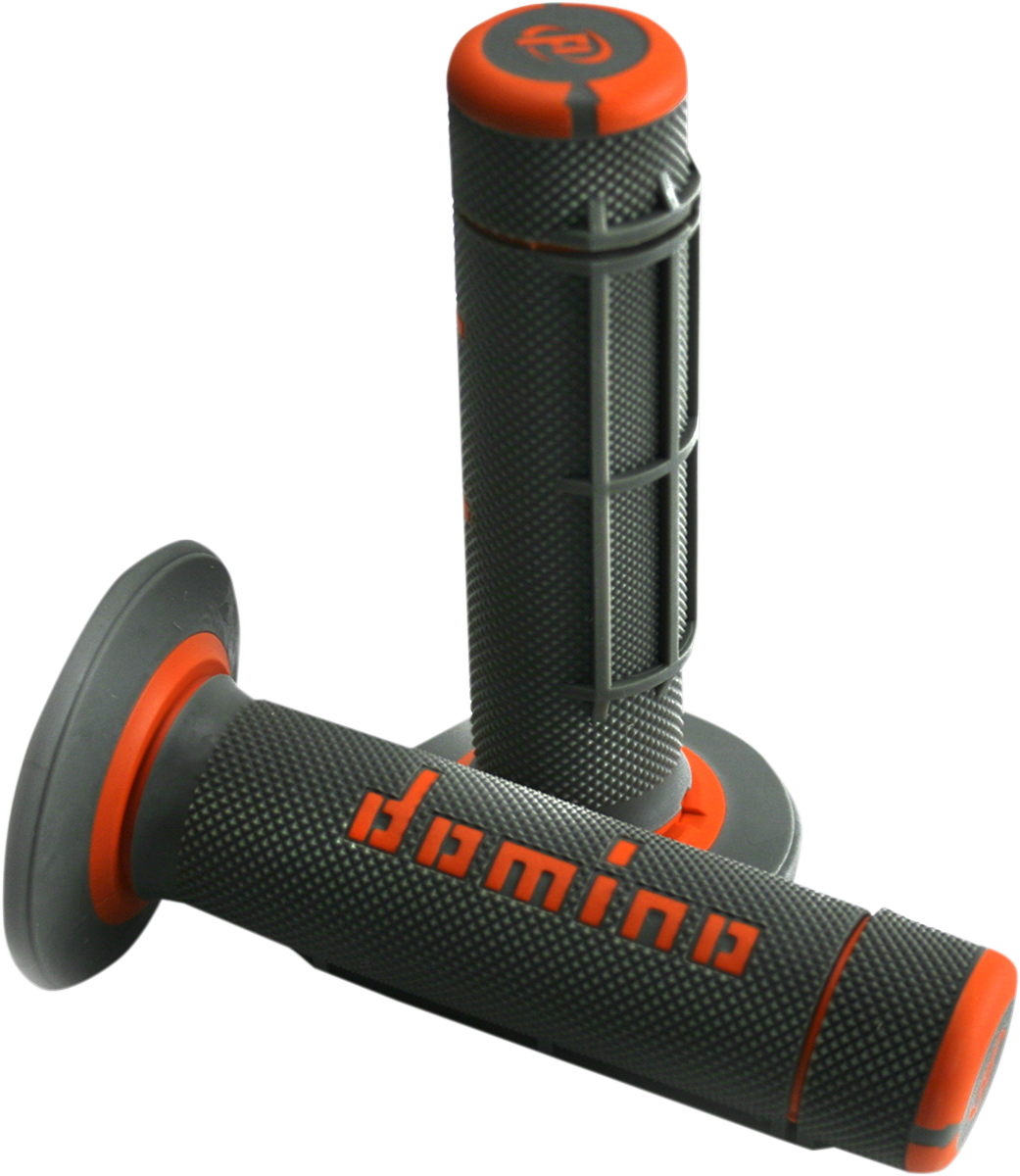 DOMINO Dually Half-Waffle Grips, Black and Orange, Part Number A02041C4540A7-1
