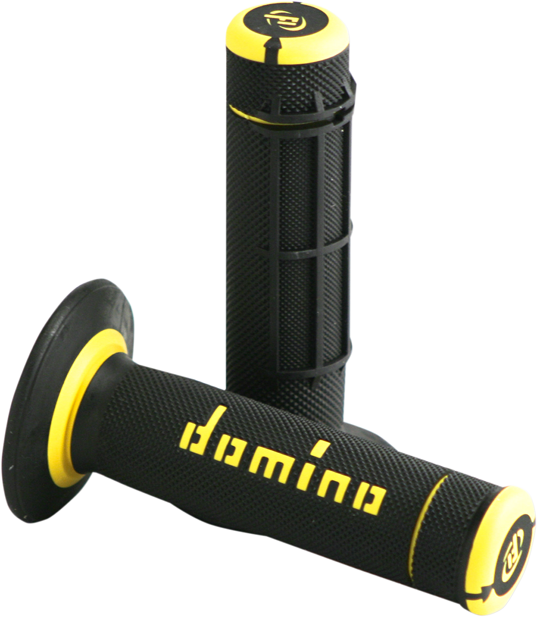 DOMINO Dually Half-Waffle Grips, Black/Yellow, Part Number A02041C4740A7-1