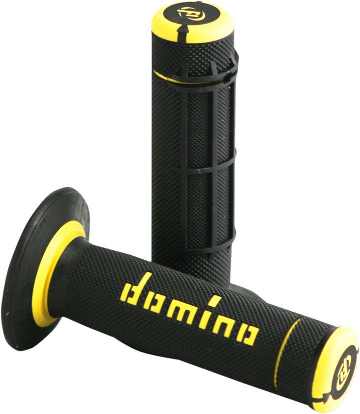 DOMINO Dually Half-Waffle Grips, Black/Yellow, Part Number A02041C4740A7-1