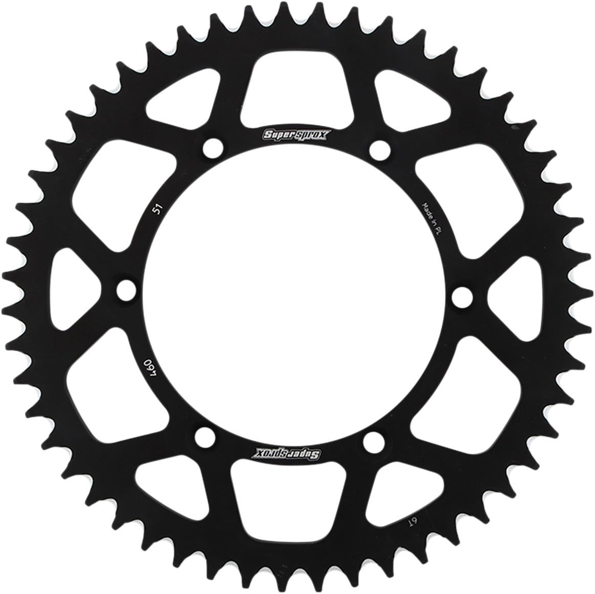 SUPERSPROX RAL-460-51-BLK Rear Sprocket, 51-Tooth Black Aluminum for Kawasaki and Suzuki