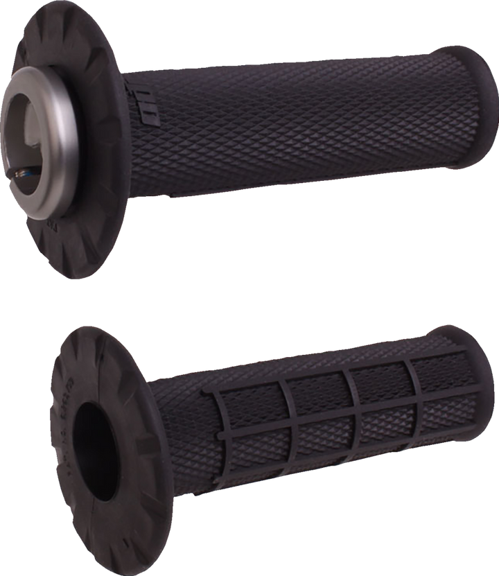 ODI H21UHWB Universal Lock-On Half-Waffle Motorcycle Grips, Black/Black