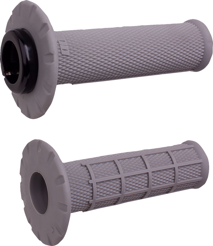 ODI H21UHWG Universal Lock-On Half-Waffle Motorcycle Grips, Gray/Silver