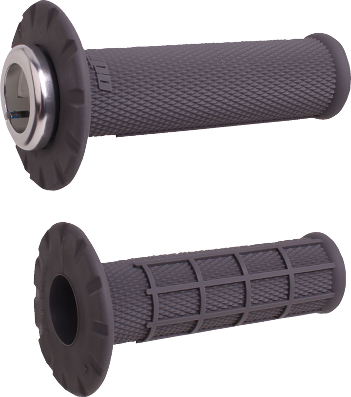 ODI H21UHWH Universal Lock-On Half-Waffle Motorcycle Grips, Graphite and Silver