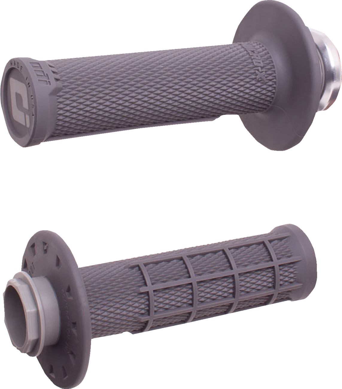 ODI Micro-X V2 Half-Waffle Lock-On Grips with Throttle Tube, Graphite/Silver – H36MXH
