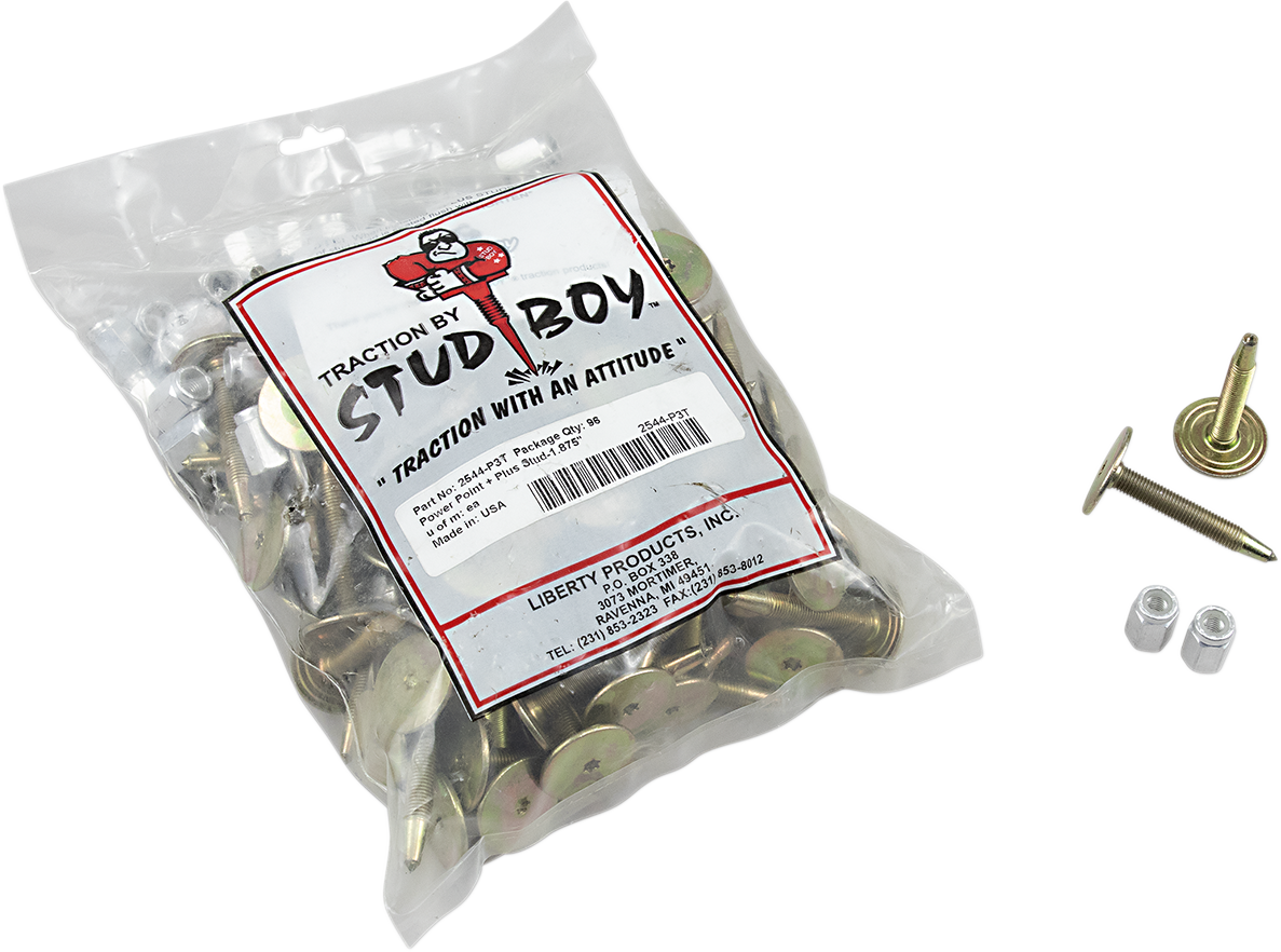 STUD BOY Power Point +Plus Studs with Power Tower Locknuts - 1.500" - 96 Pack 2485-P3