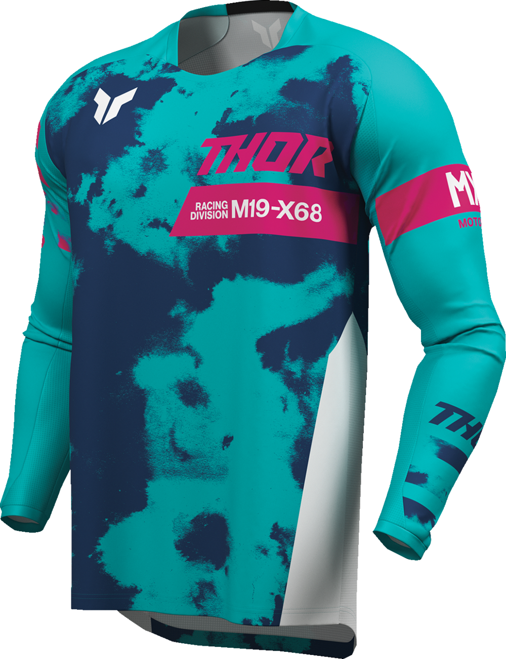 Thor Youth Launchmode Bleach Jersey - White/Aqua