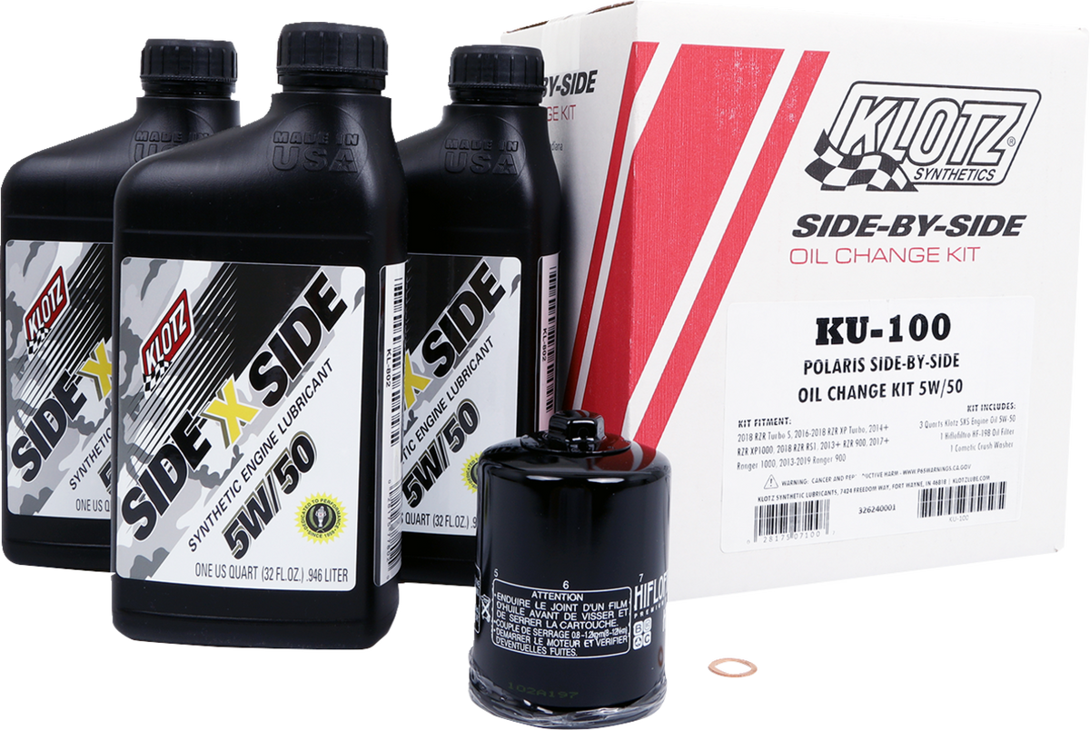 Klotz SxS Oil Change Kit - Polaris SxS - 5W/50 (3601-0863)