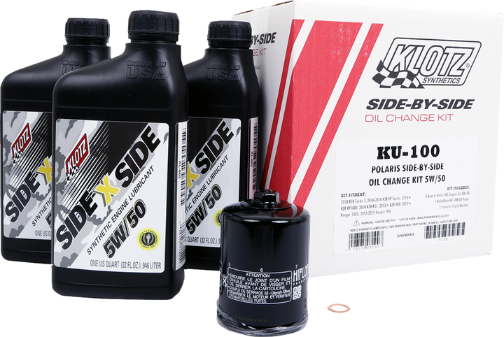Klotz SxS Oil Change Kit - Polaris SxS - 5W/50 (3601-0863)