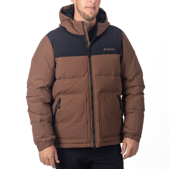 Klim Sawtooth Down Hooded Jacket - Cocoa Brown - Black