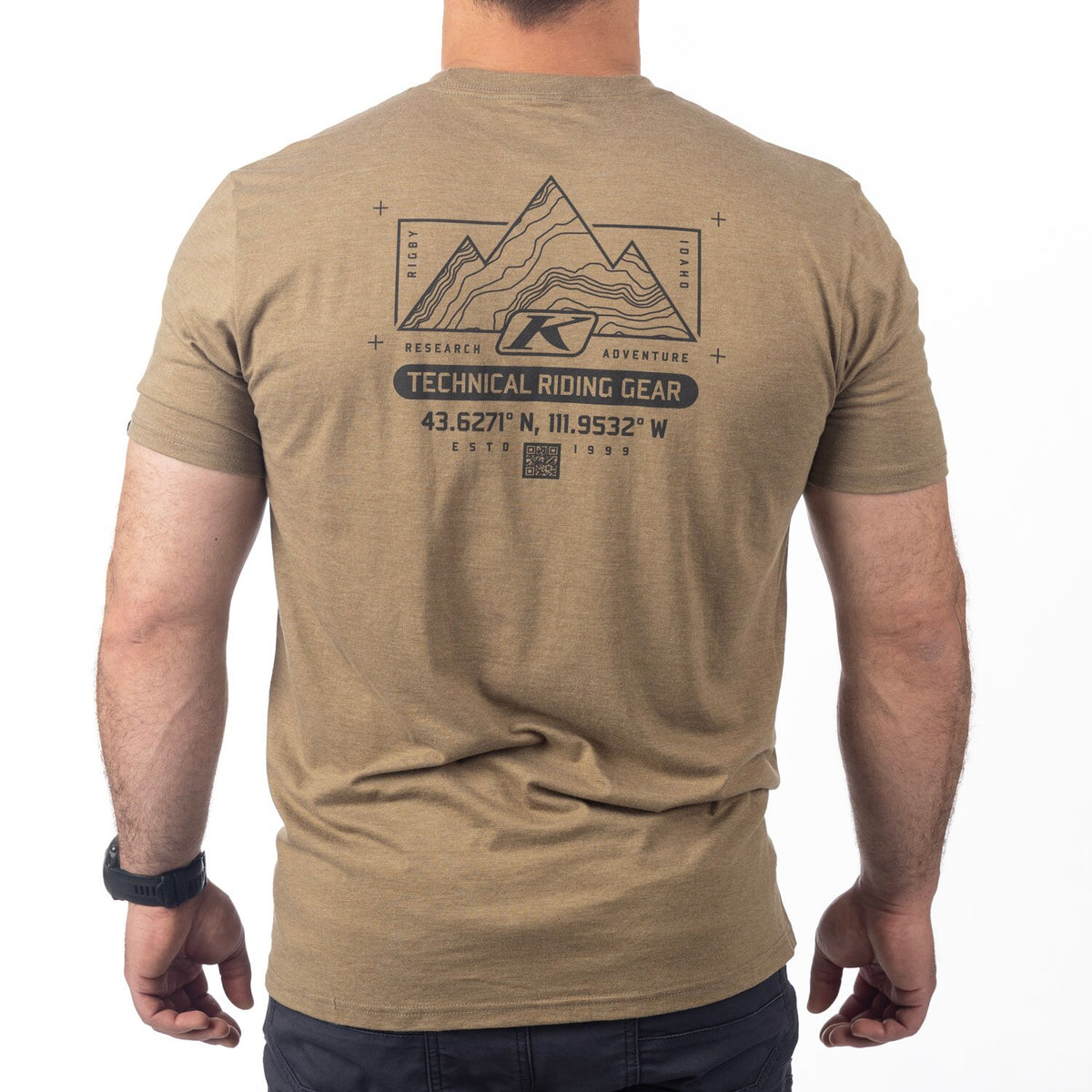 Klim Destination Tri-blend Tee - Coyote Brown Heather - Asphalt