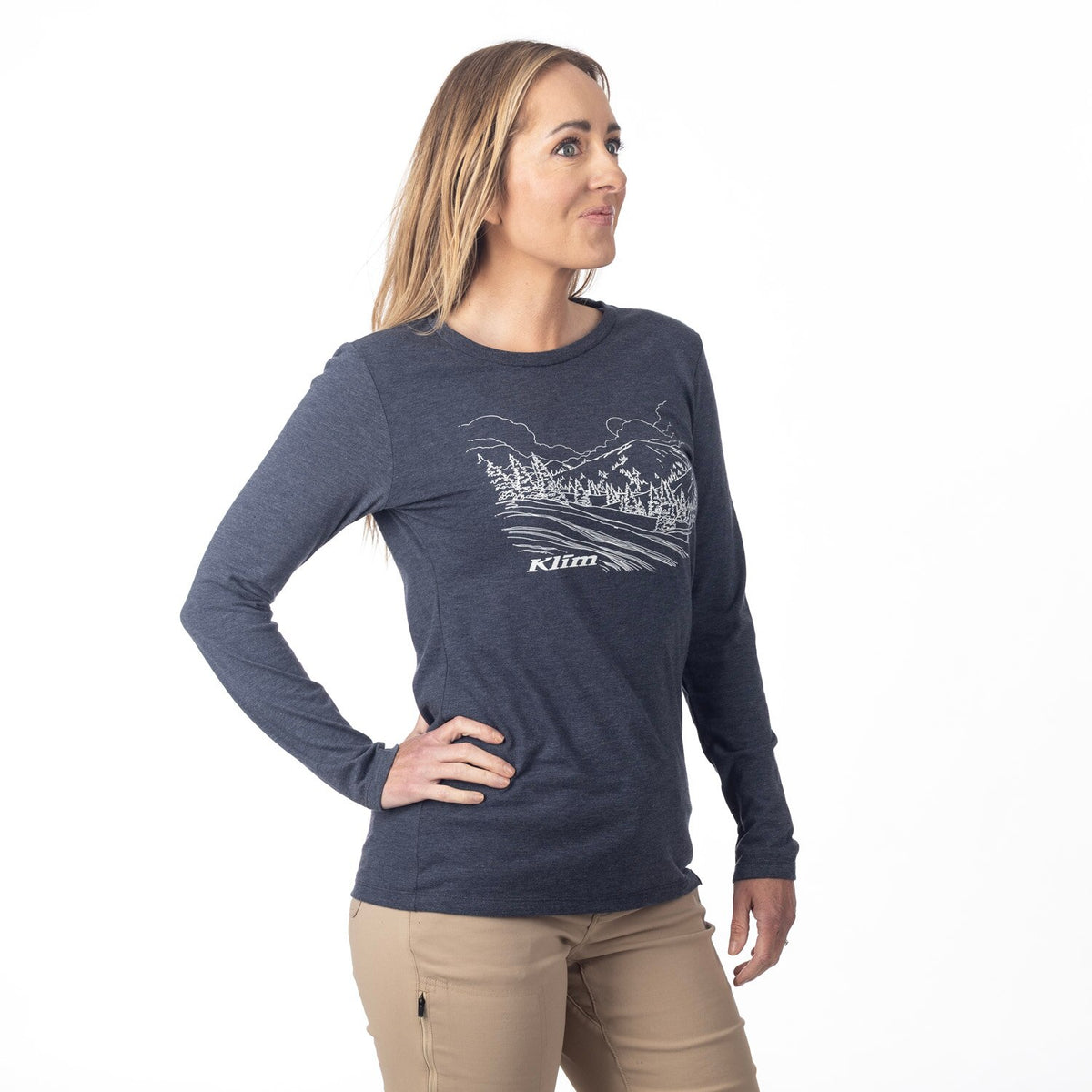 Klim Women's Haven Tri-blend LS Tee - Navy Frost - Papyrus