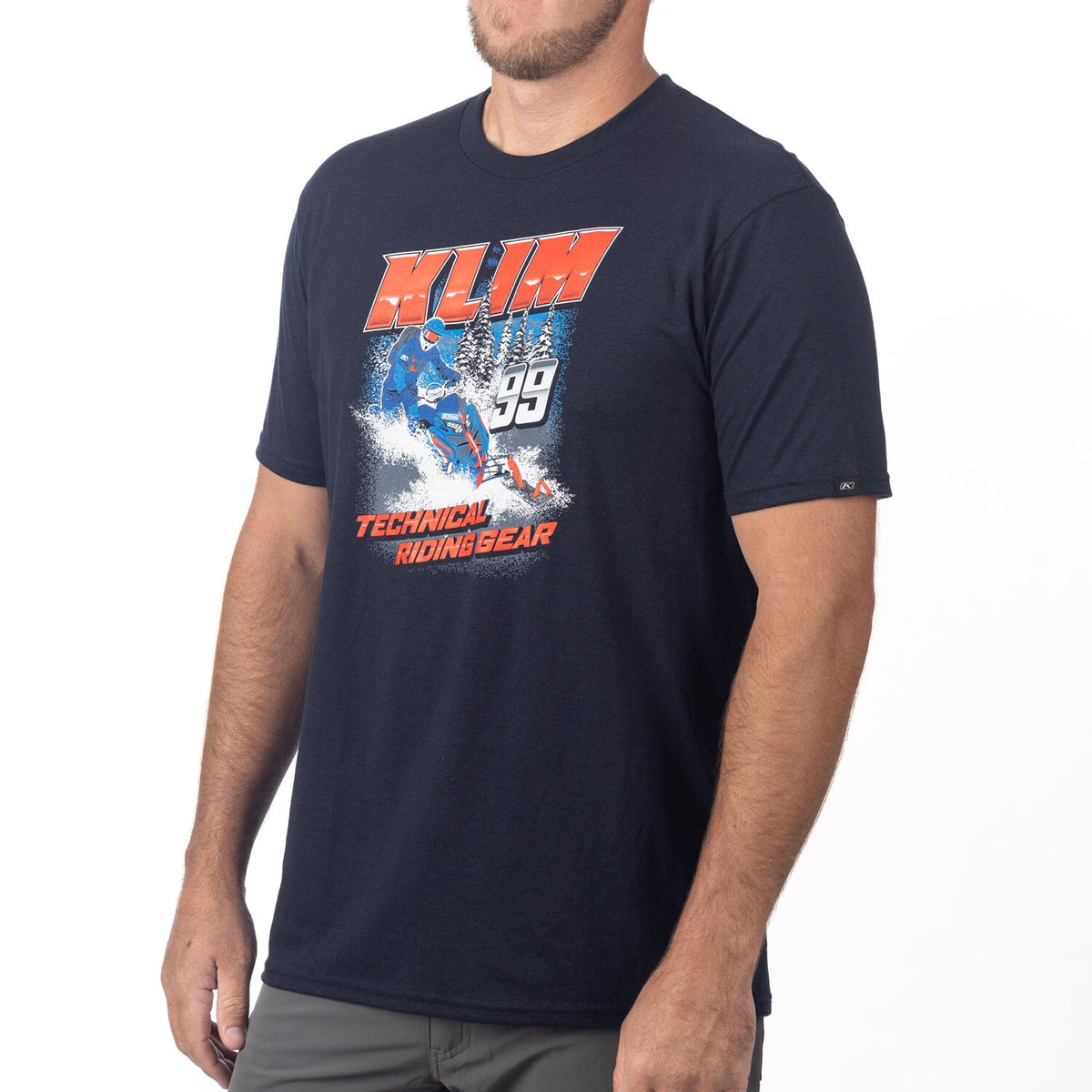 Klim Speedway Tri-blend Tee - Navy - Fiery Red