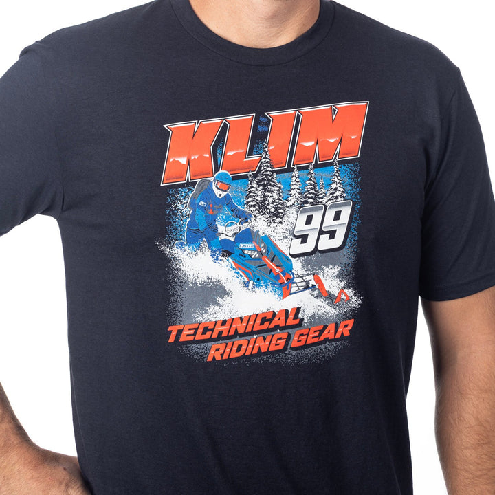Klim Speedway Tri-blend Tee - Navy - Fiery Red