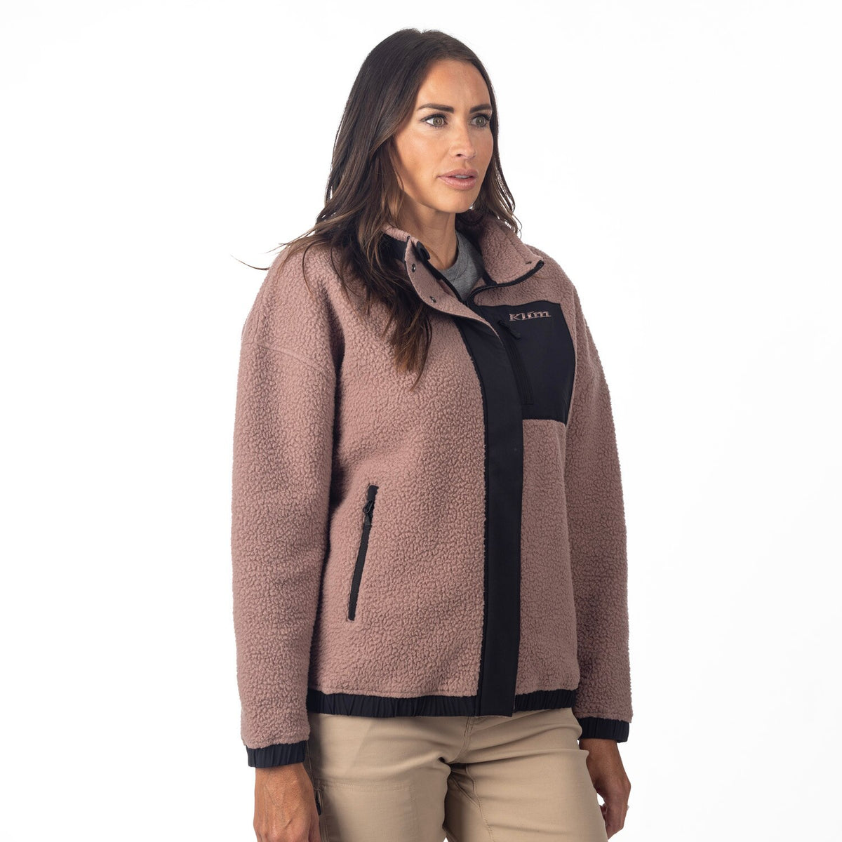 Sira High Pile Fleece Jacket - Twilight Mauve - Black