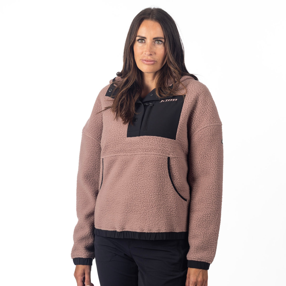 Klim Women's Sira High Pile Fleece Hoodie - Twilight Mauve - Black