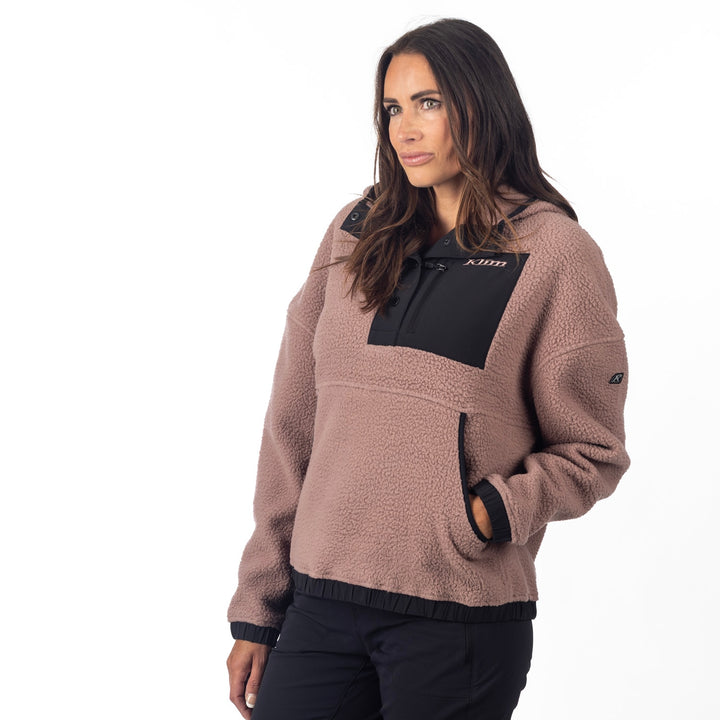 Klim Women's Sira High Pile Fleece Hoodie - Twilight Mauve - Black