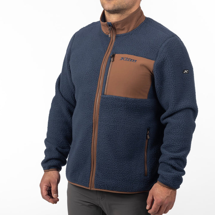 High Pile Jacket - Insignia Blue - Cocoa Brown