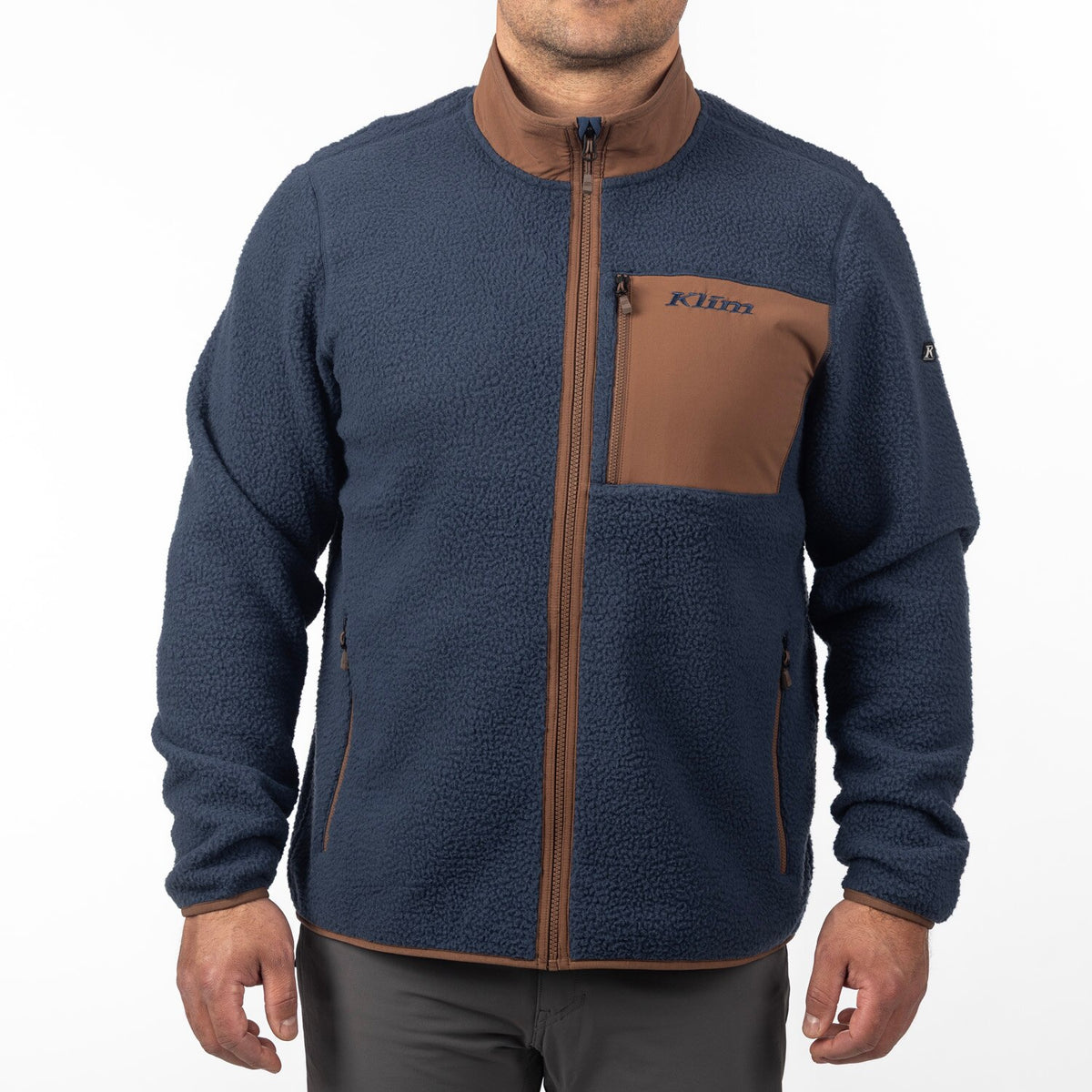High Pile Jacket - Insignia Blue - Cocoa Brown