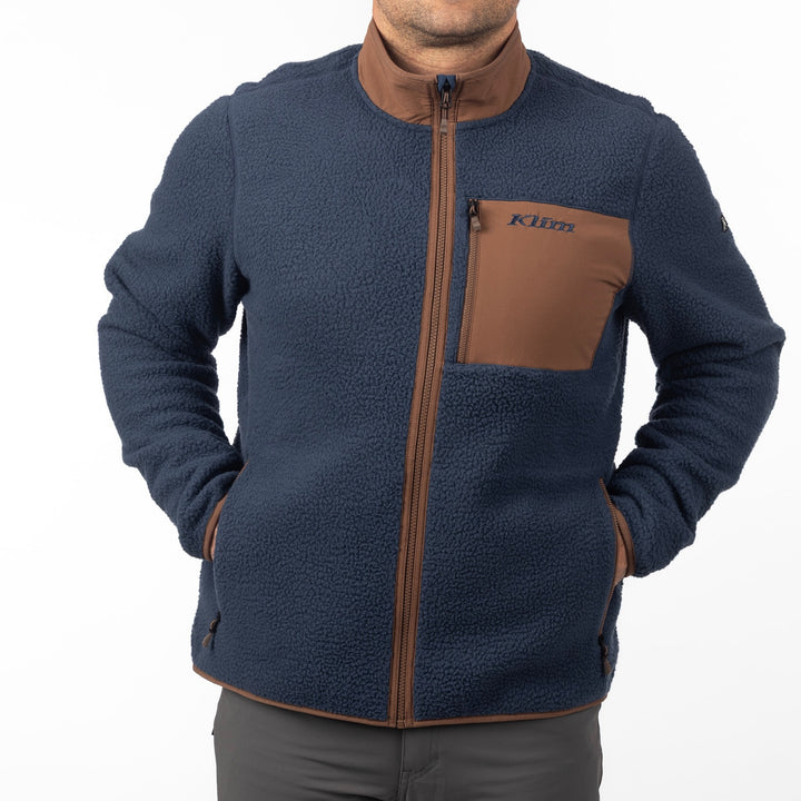 High Pile Jacket - Insignia Blue - Cocoa Brown