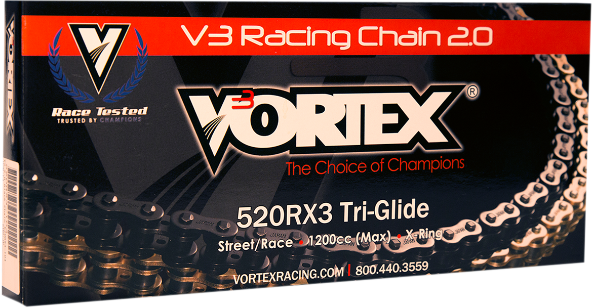 Vortex 520 RX3 Gold Drive Chain, 120 Links, Part G520RX3-120