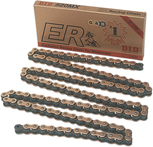 DID 520MX High-Performance Motorcycle Chain, 120 Links, Gold/Black, M520MXX120RB