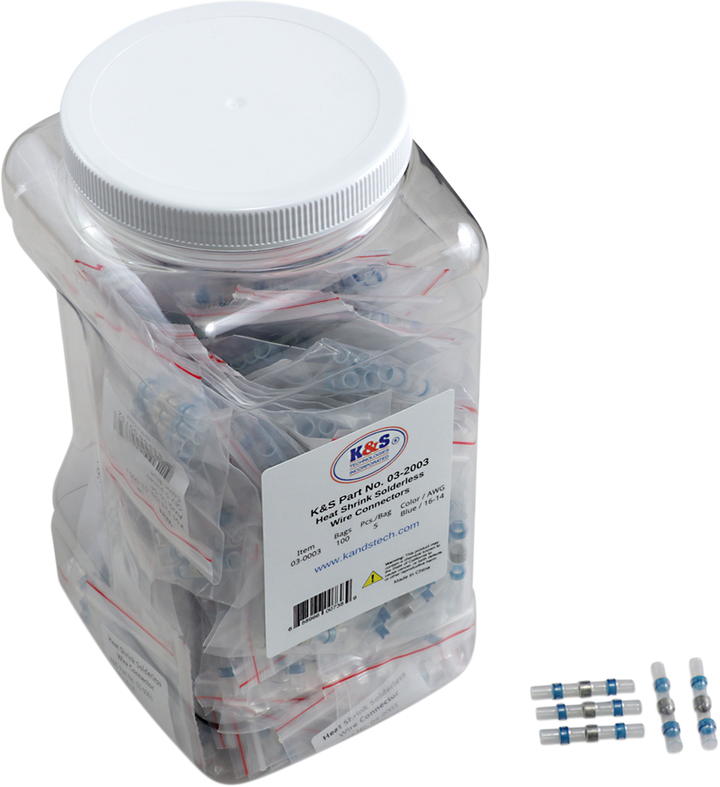 K&S Technologies Heat-Shrink Solderless Wire Connector Kit/Refill