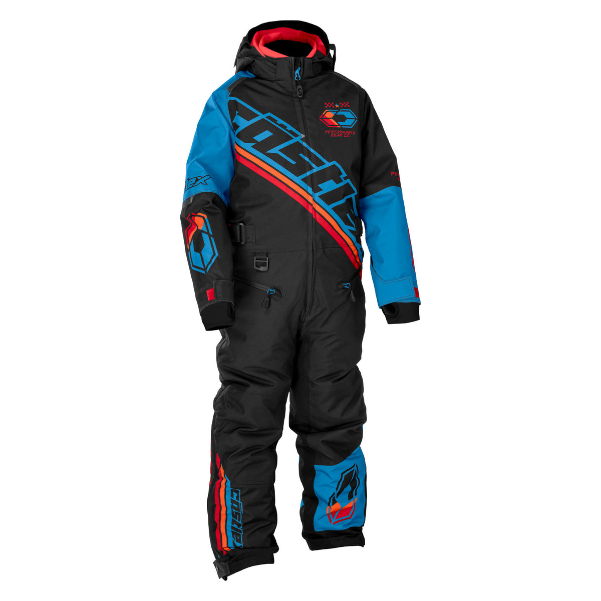 Castle X Youth Fuze G1 Monosuit - Black/Process Blue/Orange - Front