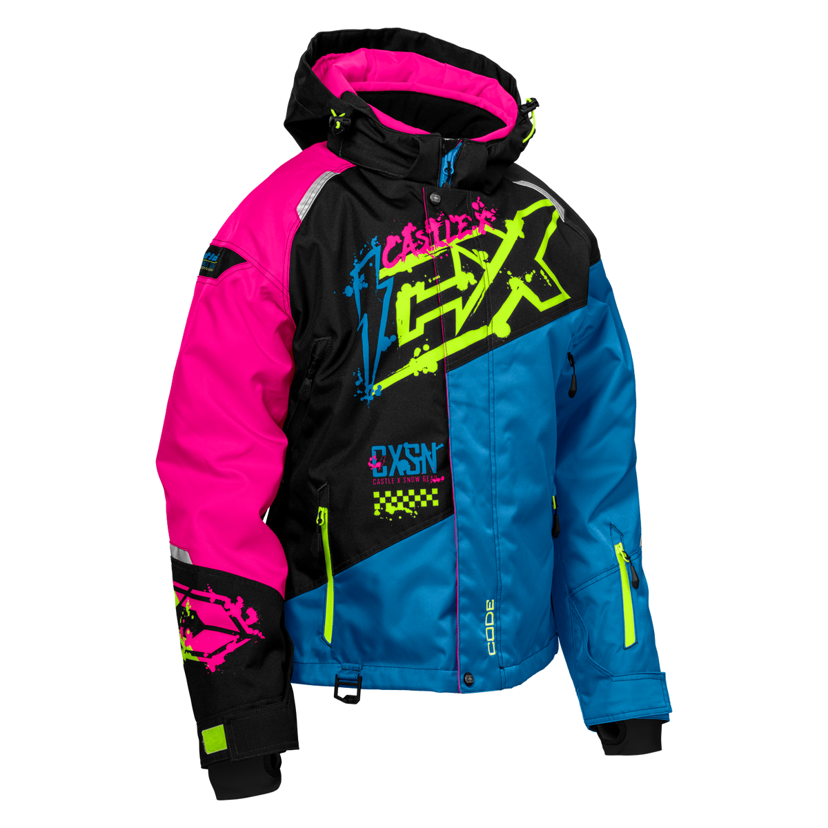 Castle X Women's Code G5 Jacket - Process Blue/Pink Glo/Hi-Vis