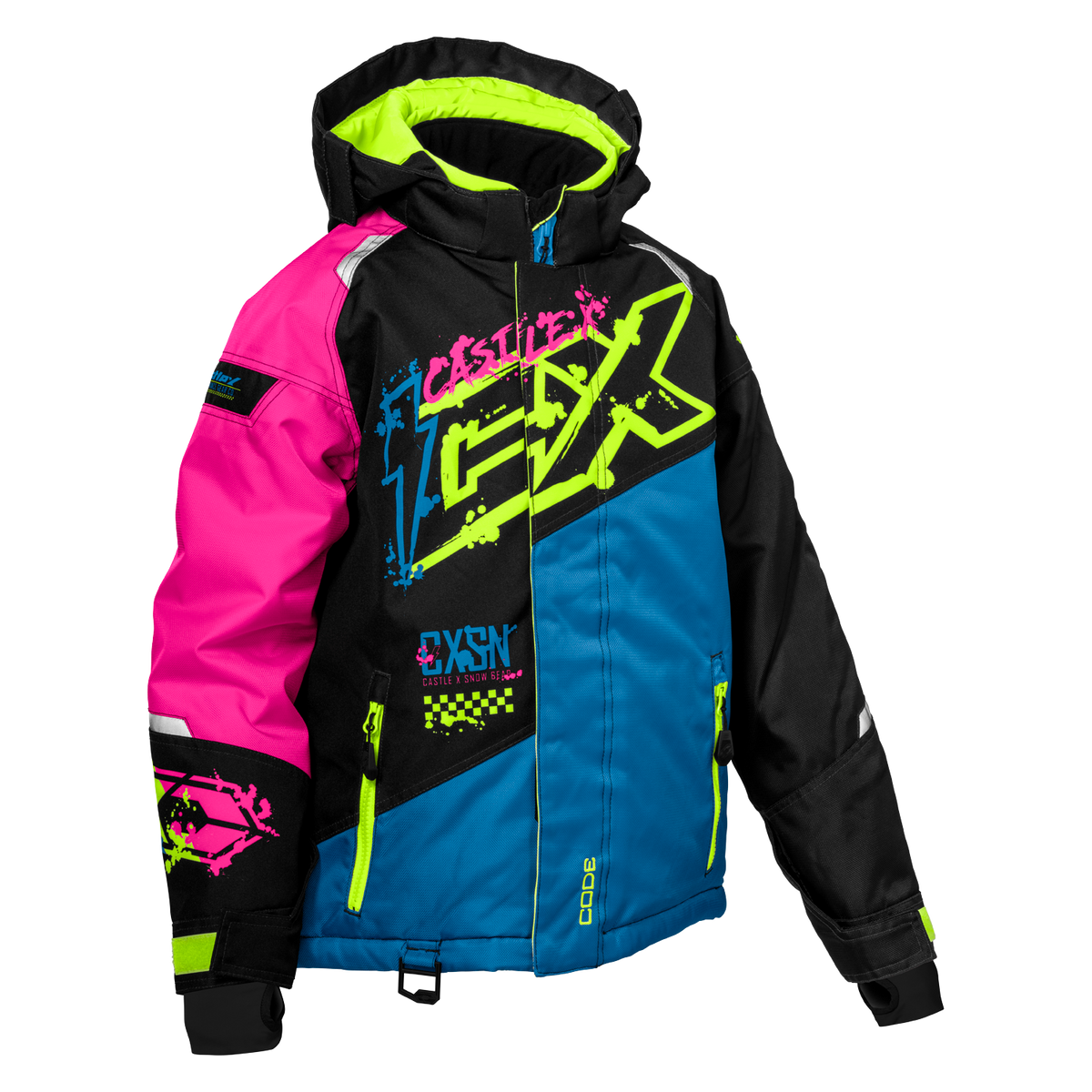 Castle X Youth Code G5 Jacket - Process Blue/Pink Glo/Hi-Vis